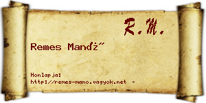 Remes Manó névjegykártya